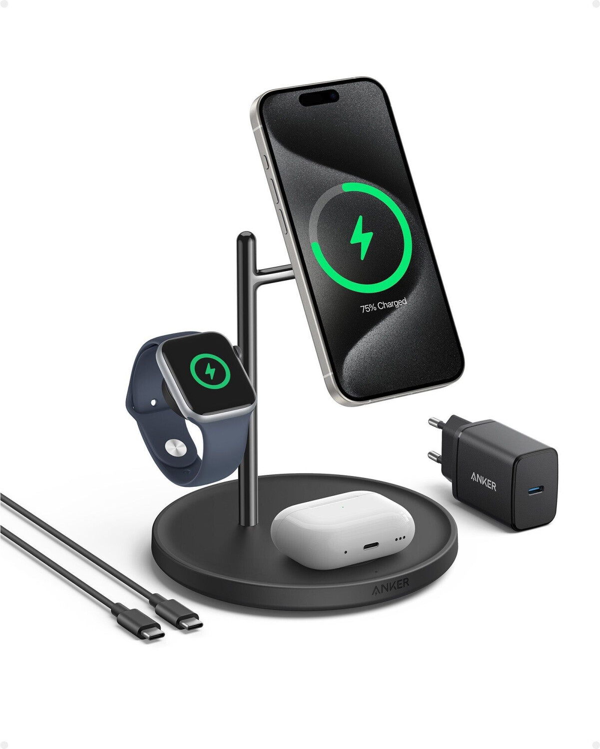 Anker MagGo Wireless Charger Stand mit QI2 (3-in-1)