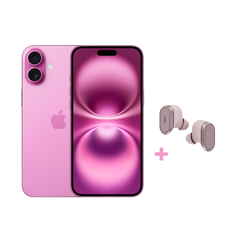 Bundle: Apple iPhone 16 Plus, 512GB, Pink + Logitech Zone True Wireless, In-Ear Kopfhörer,  Rosé