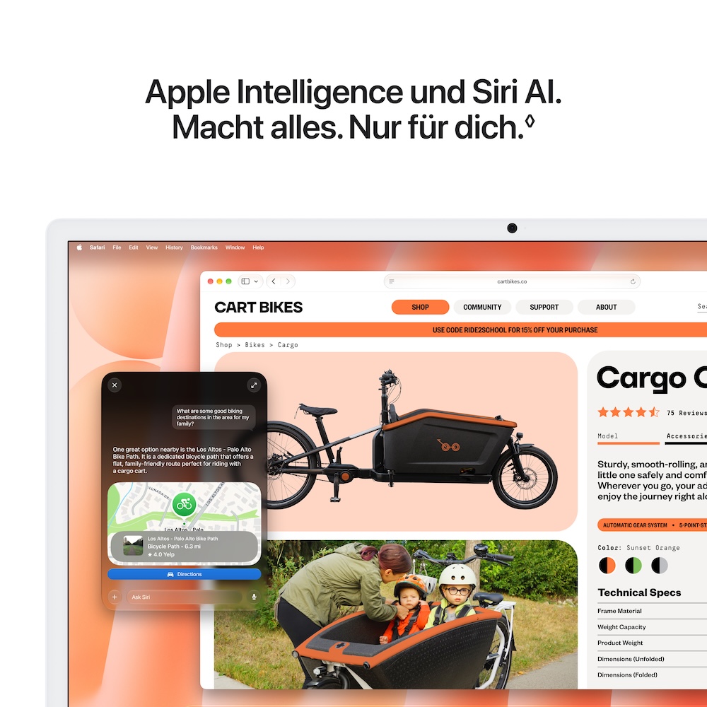 iMac 24", Blau, M6 (12-CPU/12-GPU), 16GB, 512GB, Nanotexturglas, Touch ID, US Englisch, 2,5 Gigabit Ethernet, Magic Maus