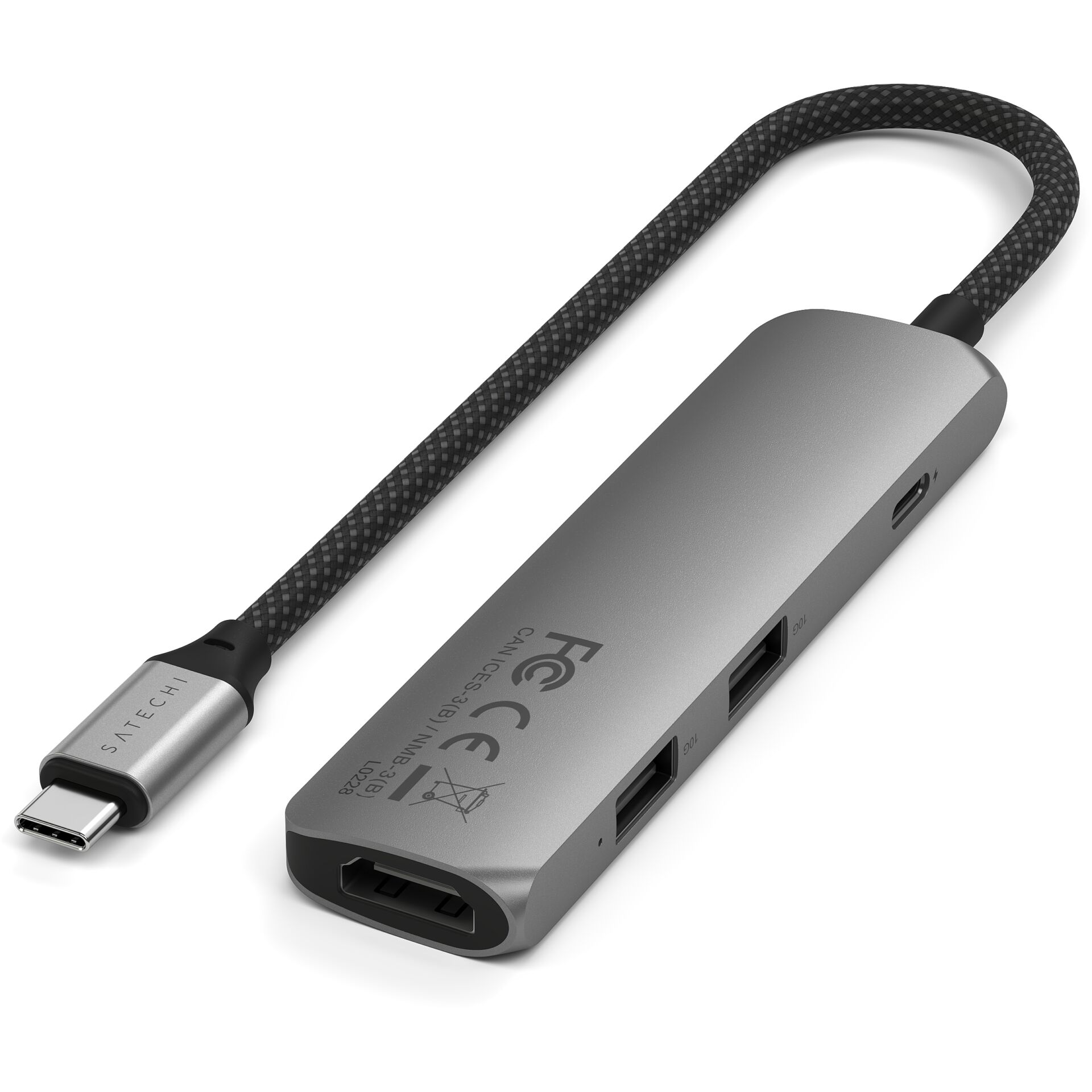Satechi USB-C Slim Multi-Port Hub (4 in 1), Space Grau