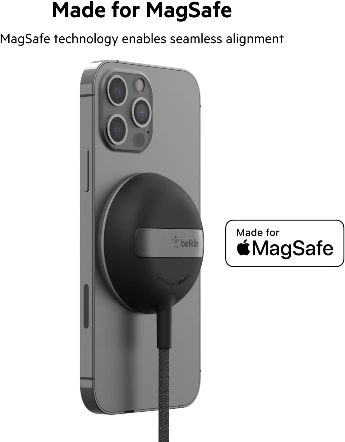 Belkin Wireless MagSafe Ladepad inkl. USB-C Kabel, Schwarz, 15W, 2m