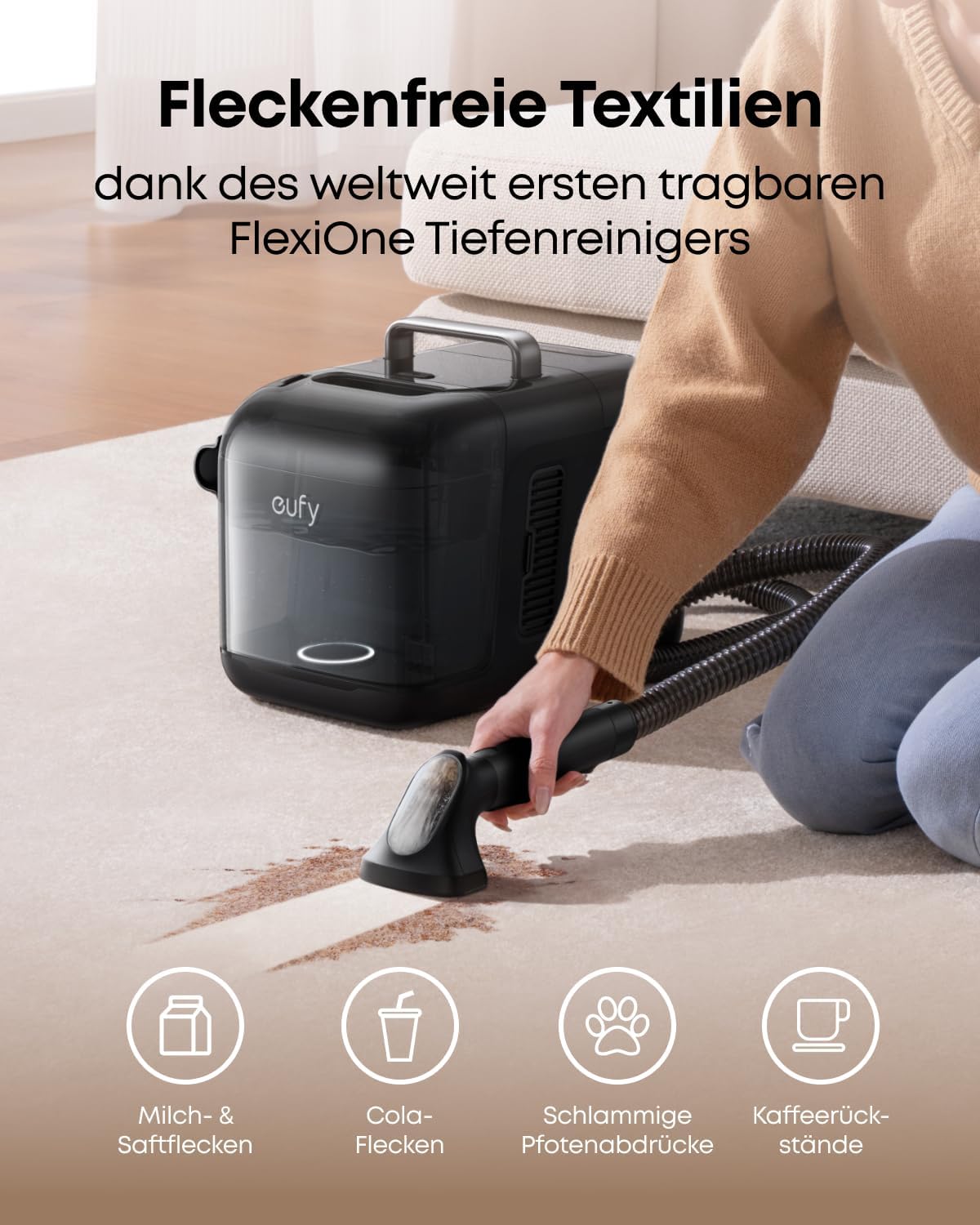 eufy Saug- und Wischroboter Omni E28 mit Bodenreiniger-Set, Schwarz
