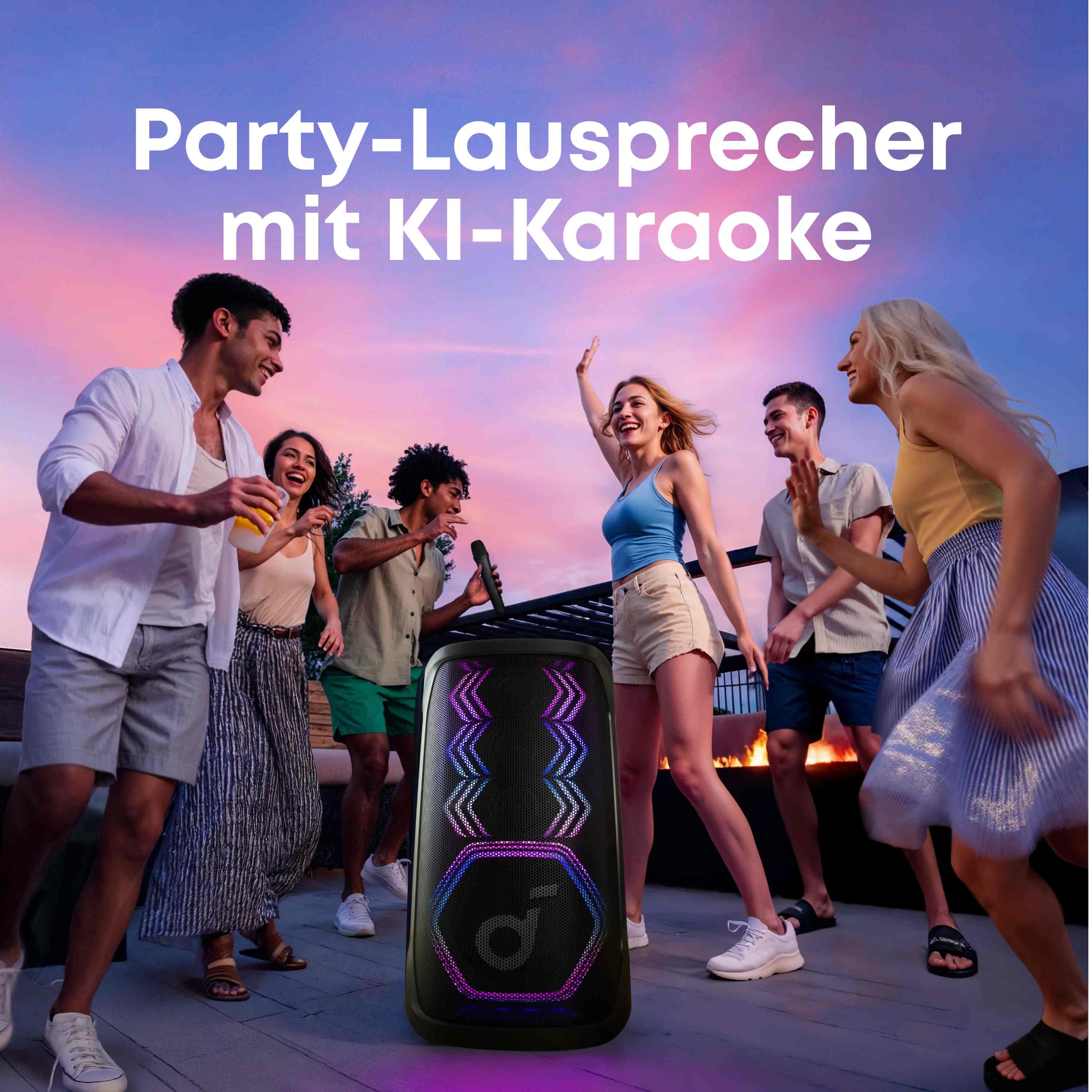 Soundcore Rave 3S Karaoke Lautsprecher inkl. 2 Mikrofone
