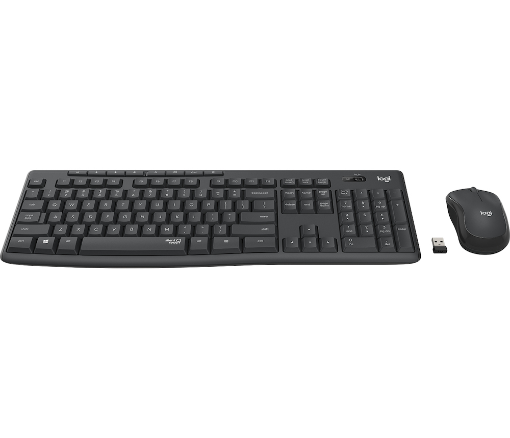 Logitech MK295 Silent Tastatur & Maus Set, Grafit, Kabellos via USB-Empfänger, Deutsch