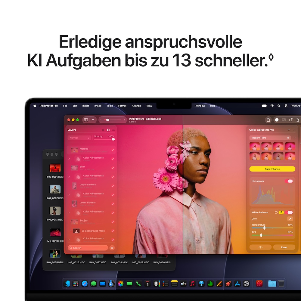 MacBook Pro 14" M6, Silber, M6 (12-CPU/12-GPU), 32GB, 2TB, Display mit Nanotexturglas, Englisch International, 96W USB-C Power Adapter