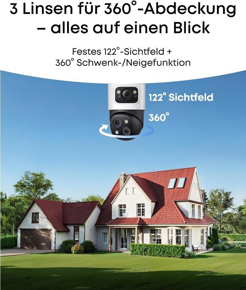 Anker eufy PoE Cam Security System S4 Max 3-Linsen Bullet-PTZ-Kameras, Weiß