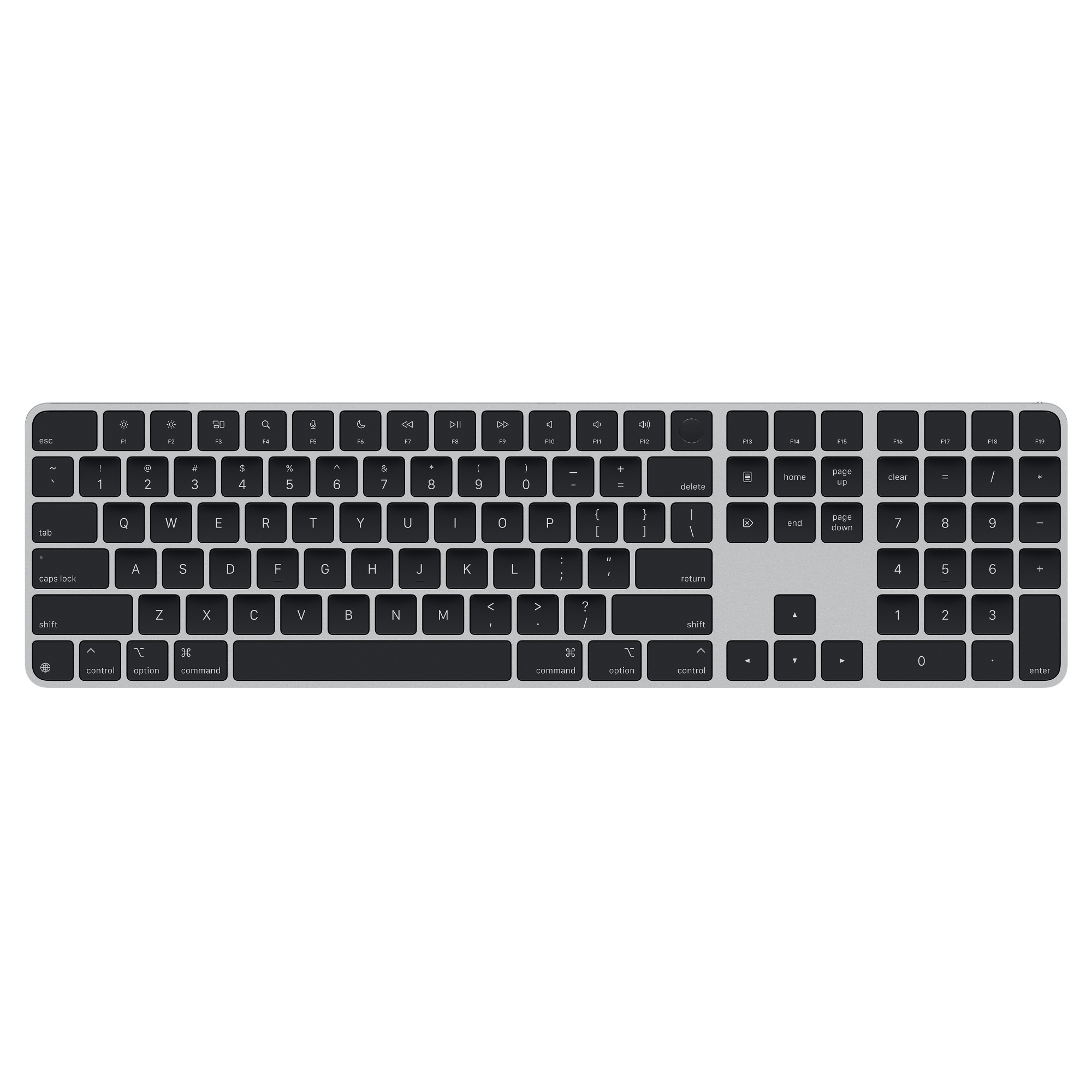 Apple Magic Keyboard mit Touch ID und Ziffernblock (USB-C), Silber/Schwarz, Bluetooth, US Englisch