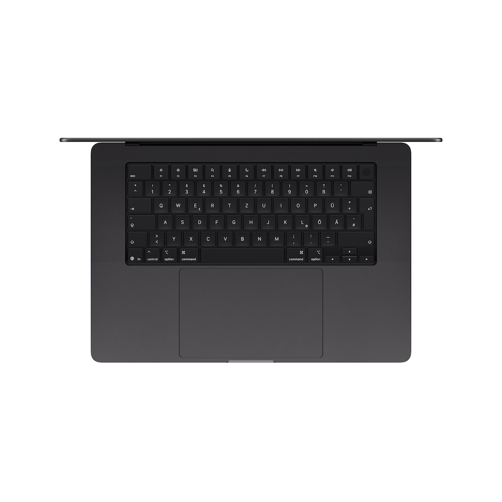 Apple MacBook Pro 16'' mit PROLED XDR Display M5 Max, Space Schwarz, M5 Max (18-CPU/40-GPU), 48GB, 2TB, Standardglas, Deutsch, Kein Netzteil