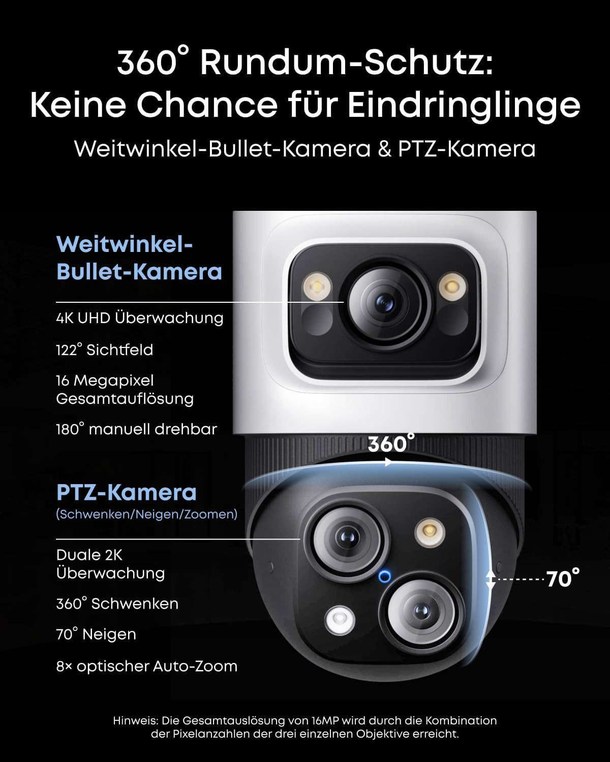 Anker eufy PoE NVR Security System S4 Max 3-Linsen Bullet-PTZ-Kameras IP-Überwachungskamera