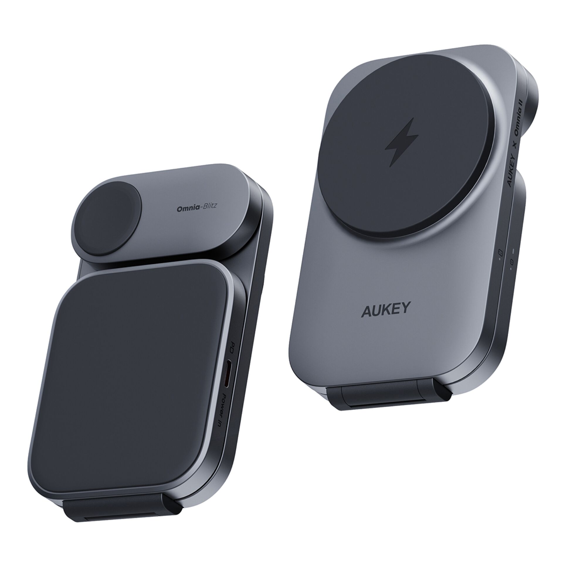 AUKEY MagFusion Wireless Charger (3 in 1), Schwarz, 15W