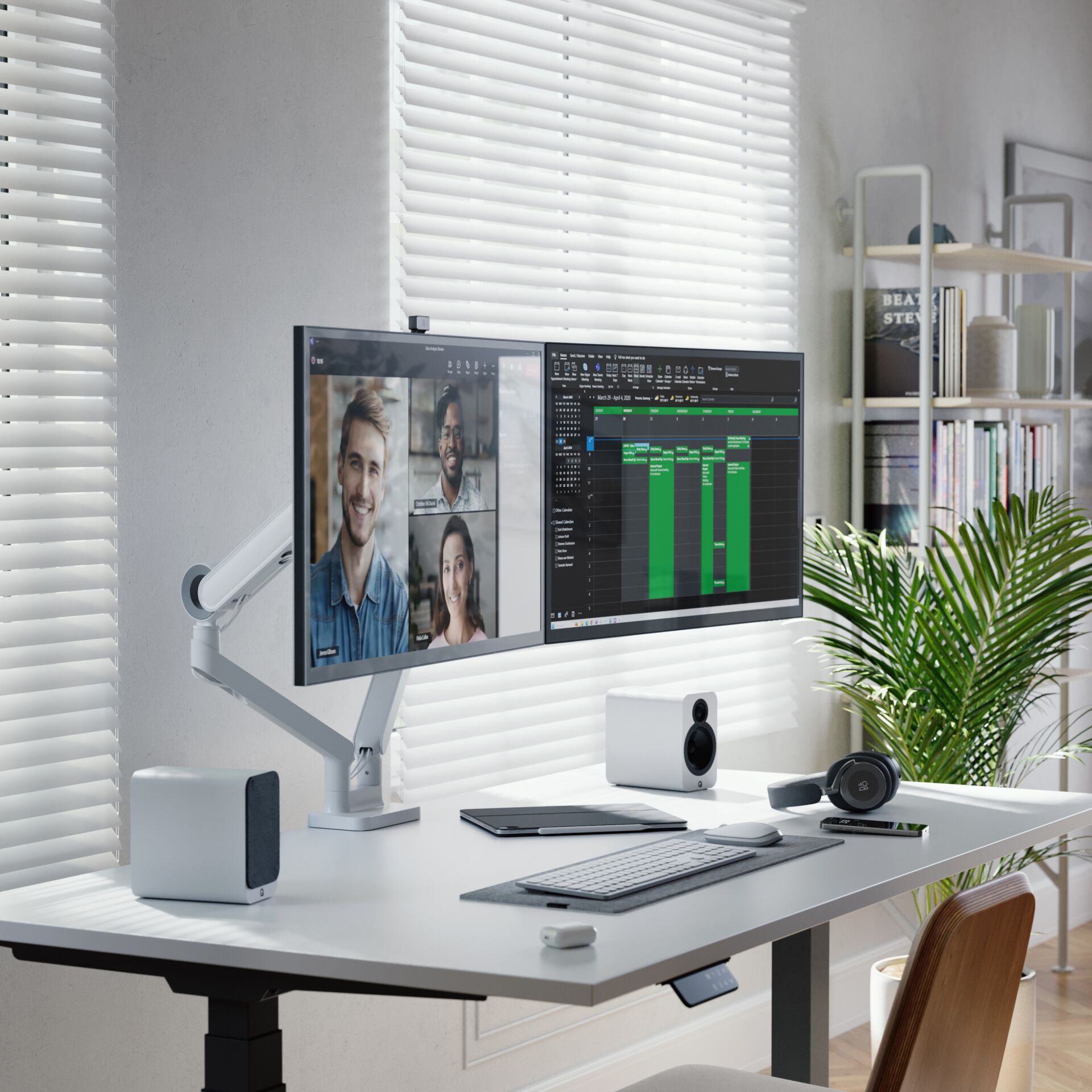 Alogic Glide Dual flexibler Monitor Arm, Weiß, 17"-35"