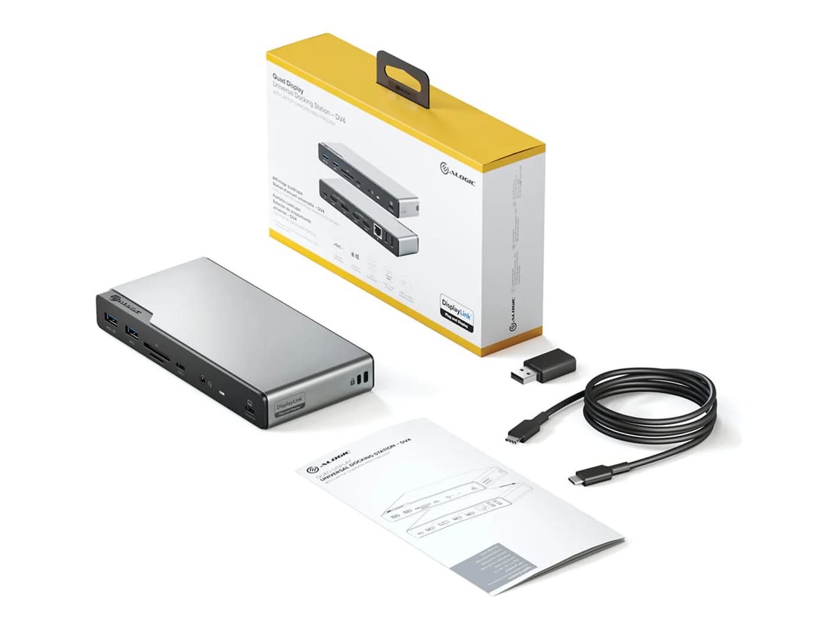 Alogic DV4 Dockingstation für Laptops (14 in 1), Grau