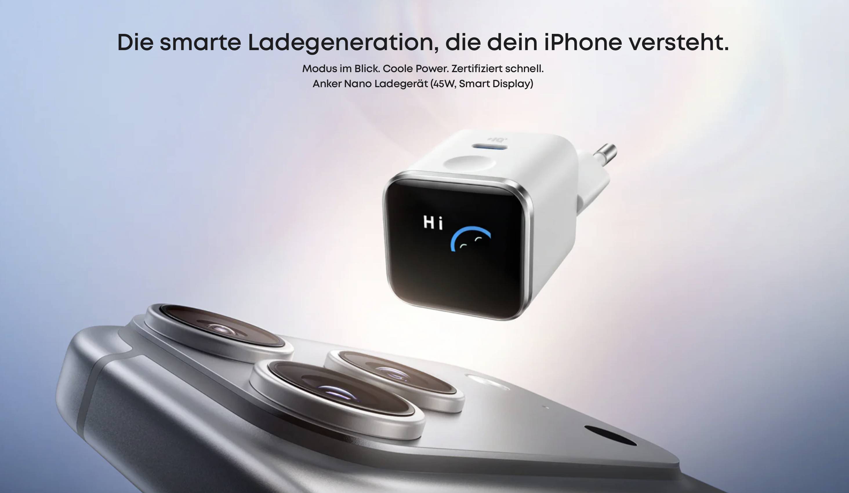 Anker USB-C Nano Power Adapter mit Smart Display