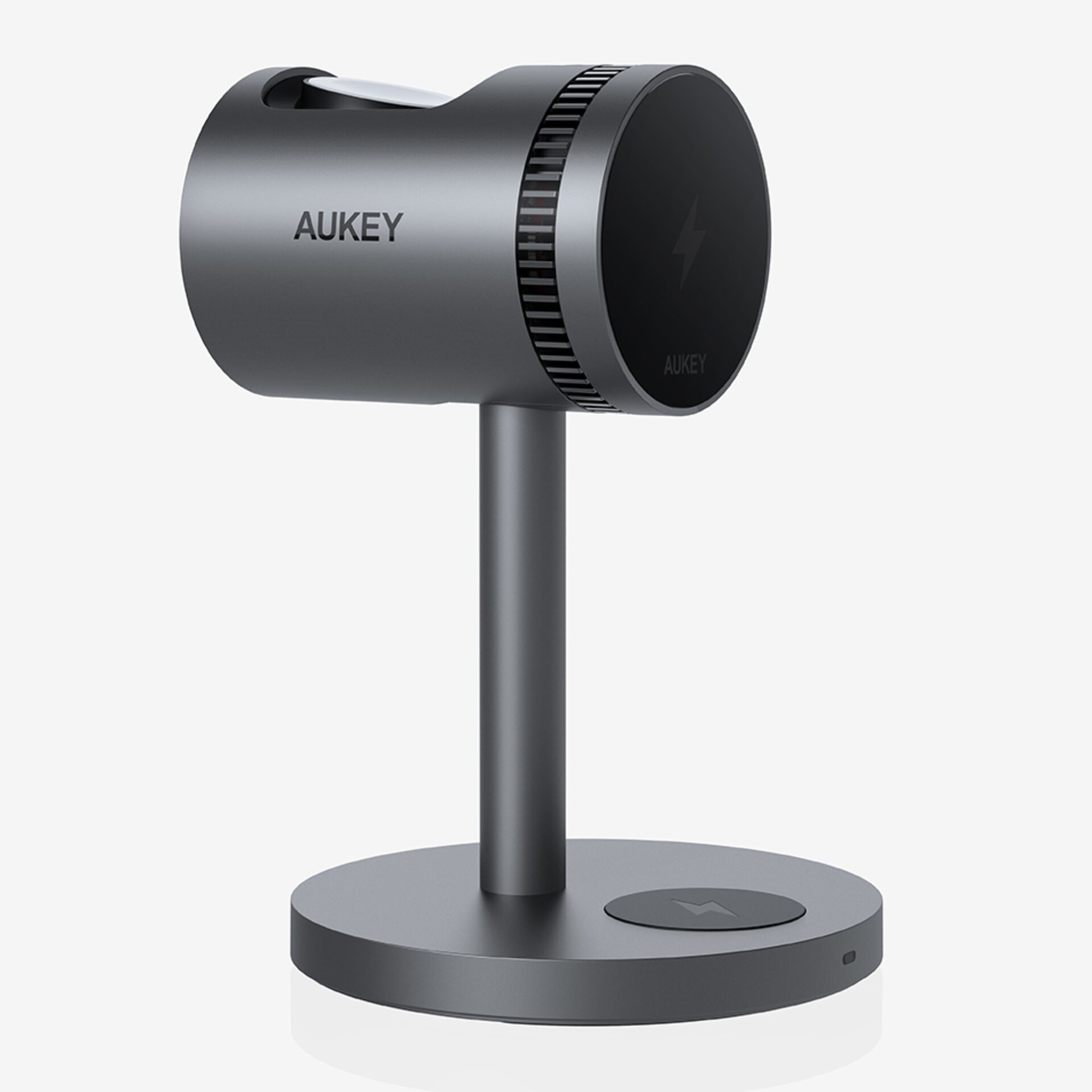 AUKEY MagFusion Pro Wireless Charging Stand (3-in-1), Schwarz, 15W