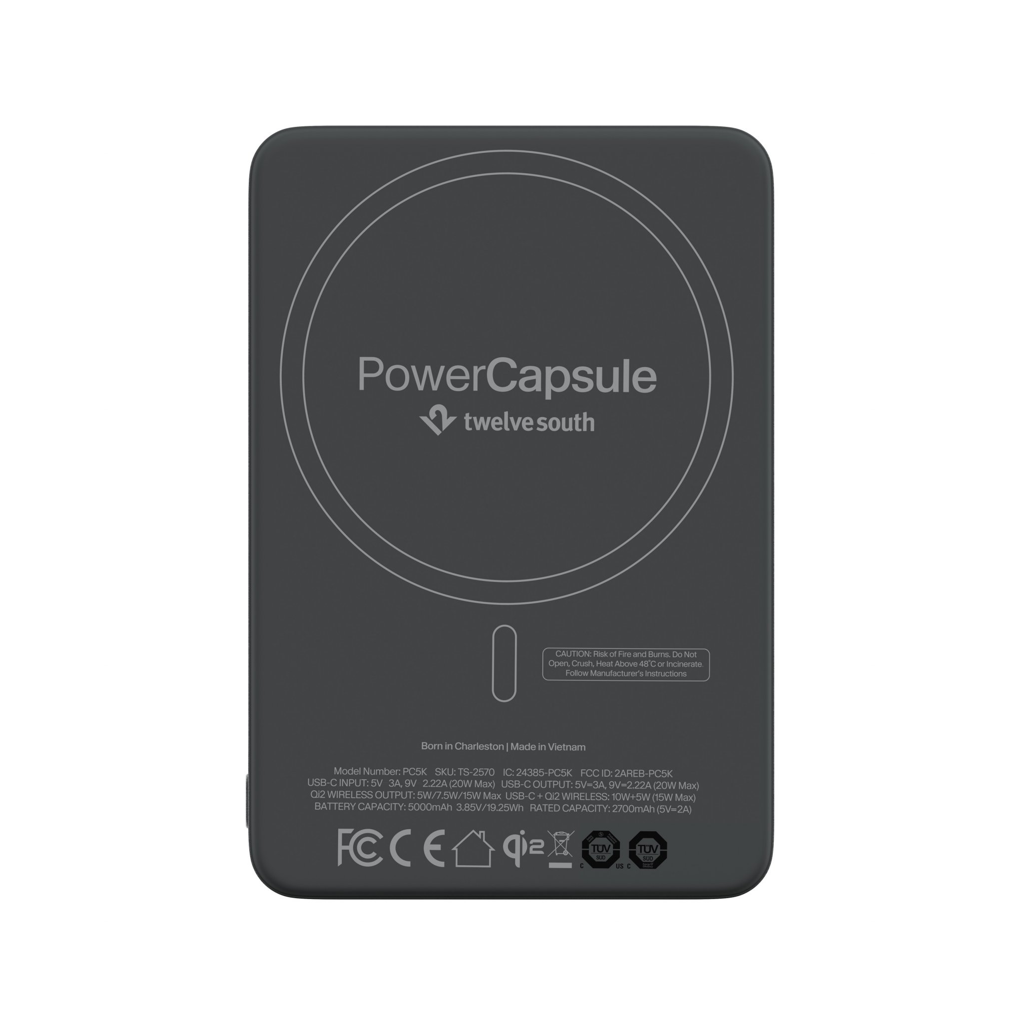 Twelve South PowerCapsule, Grau, USB-C, 5.000 mAh