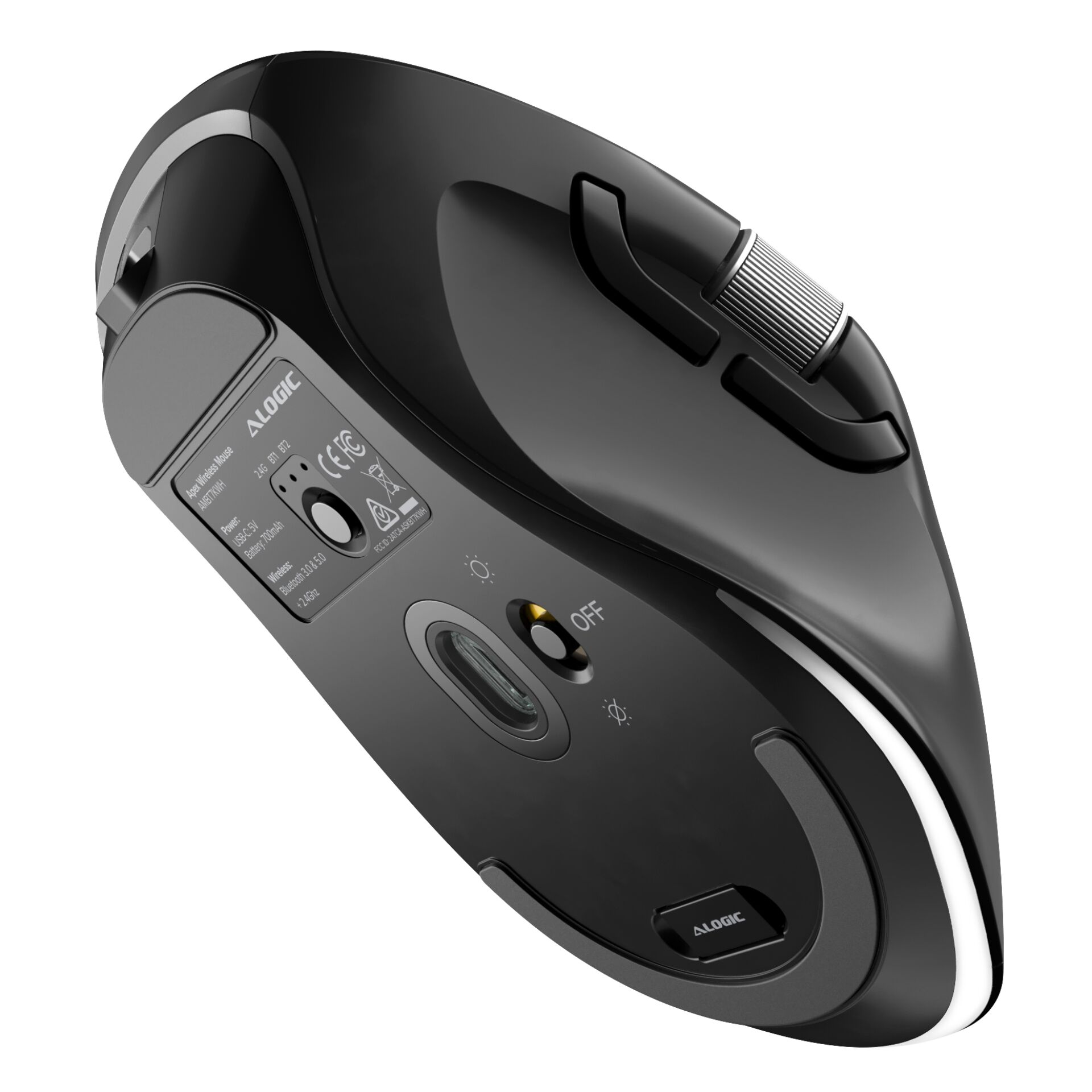 Alogic Apex Wireless Maus, Schwarz, Bluetooth