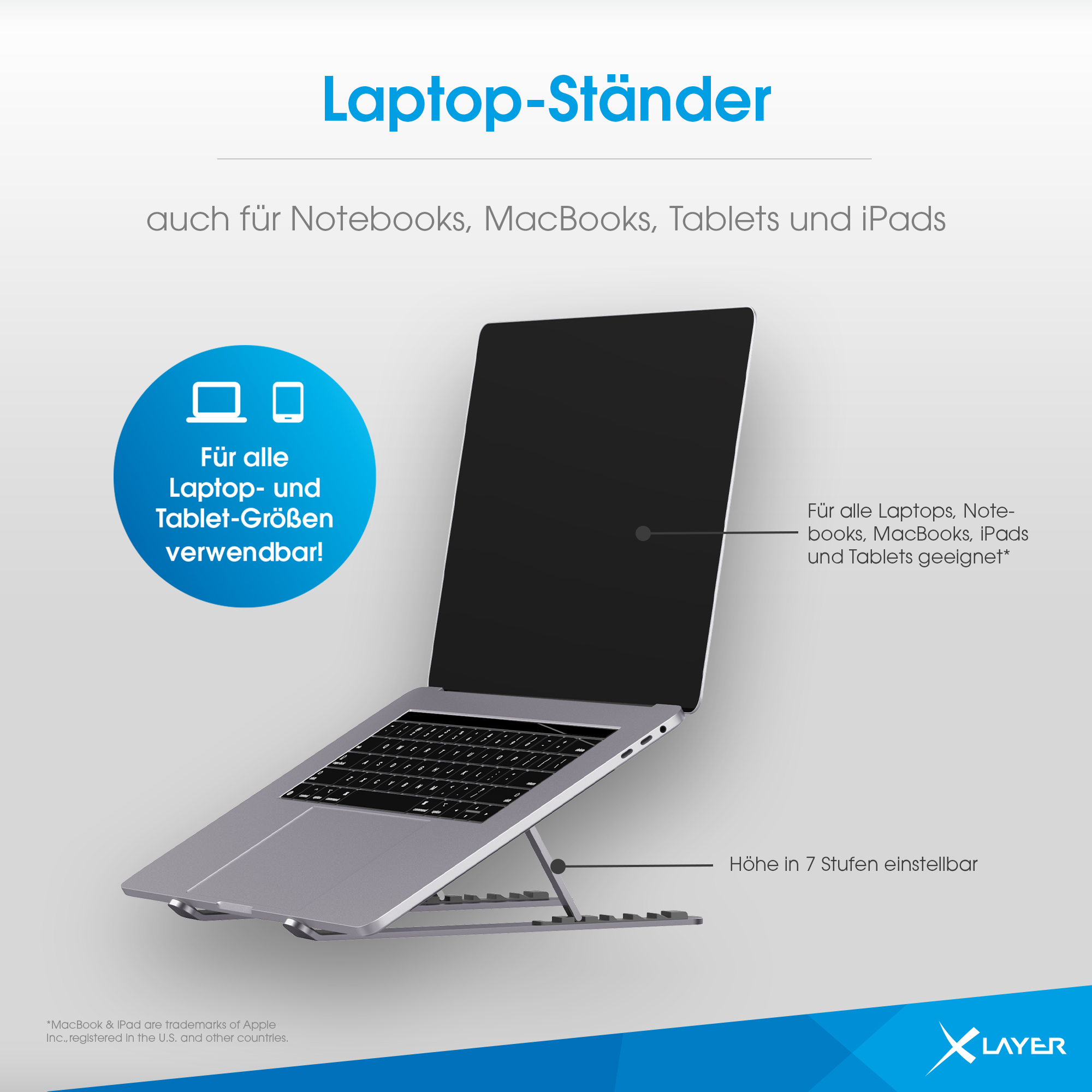 XLayer Laptop Stand, Grau