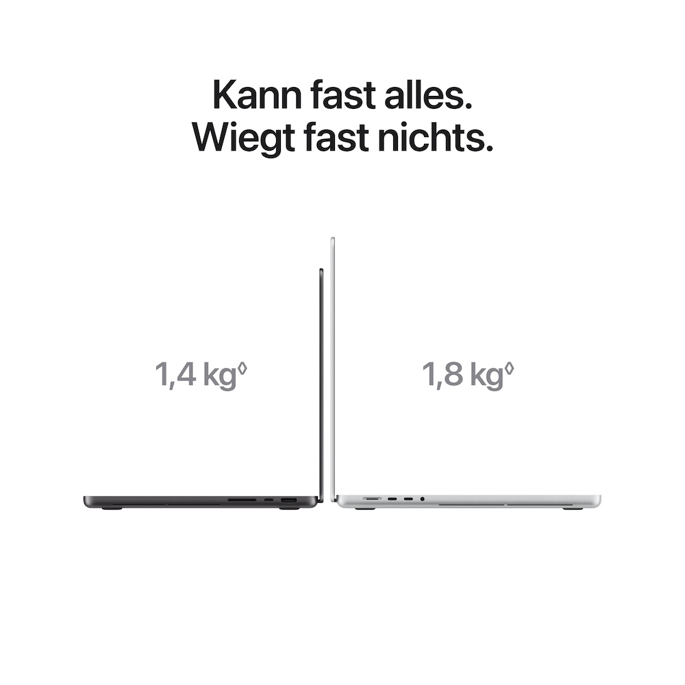 Apple MacBook Pro 14" mit PROLED XDR Displa M5 Max, Space Schwarz, M5 Max (18-CPU/32-GPU), 36GB, 2TB, Standardglas, Deutsch, Kein Netzteil