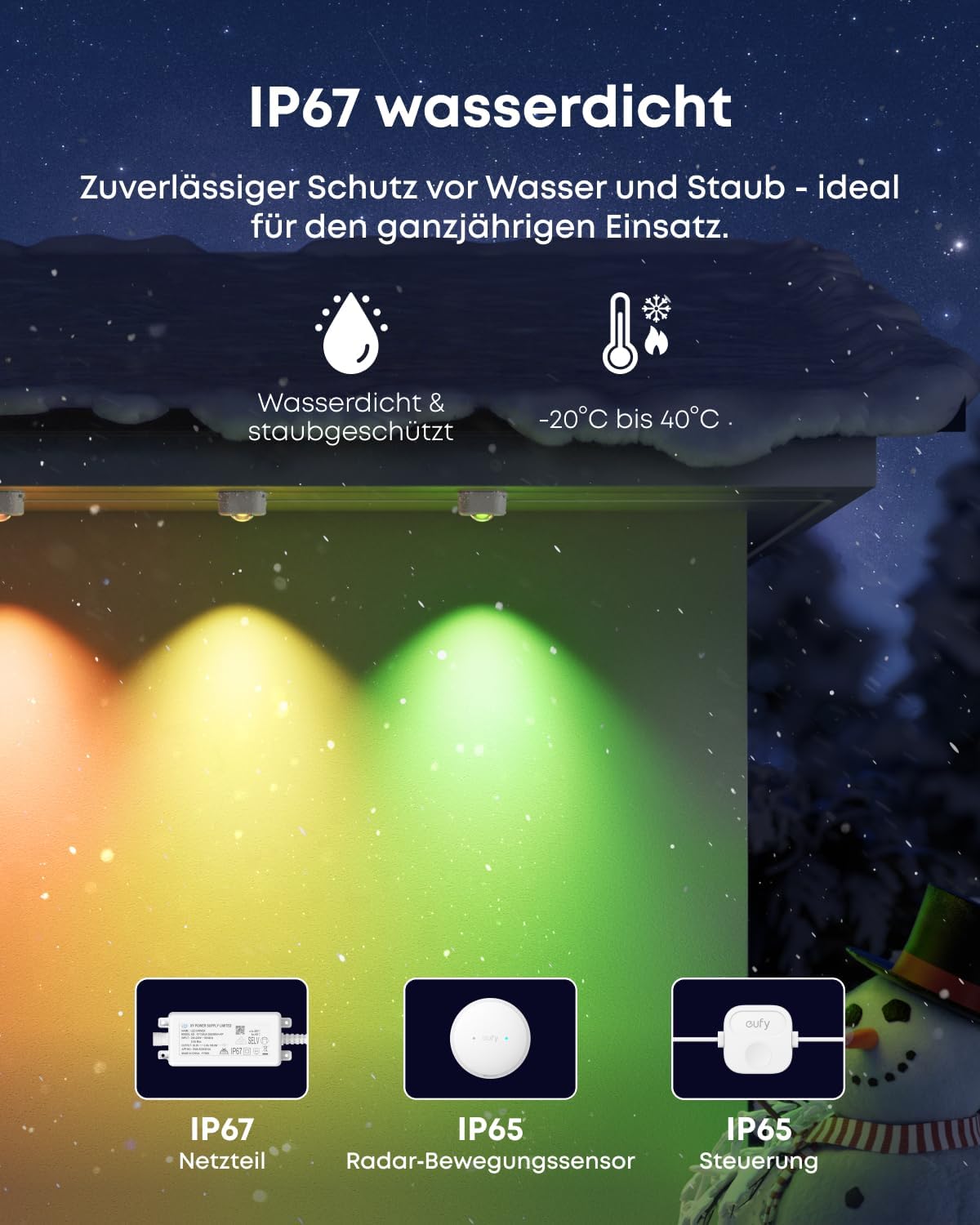 eufy S4 Festinstallierte Outdoor‑Lichterkette, Weiß