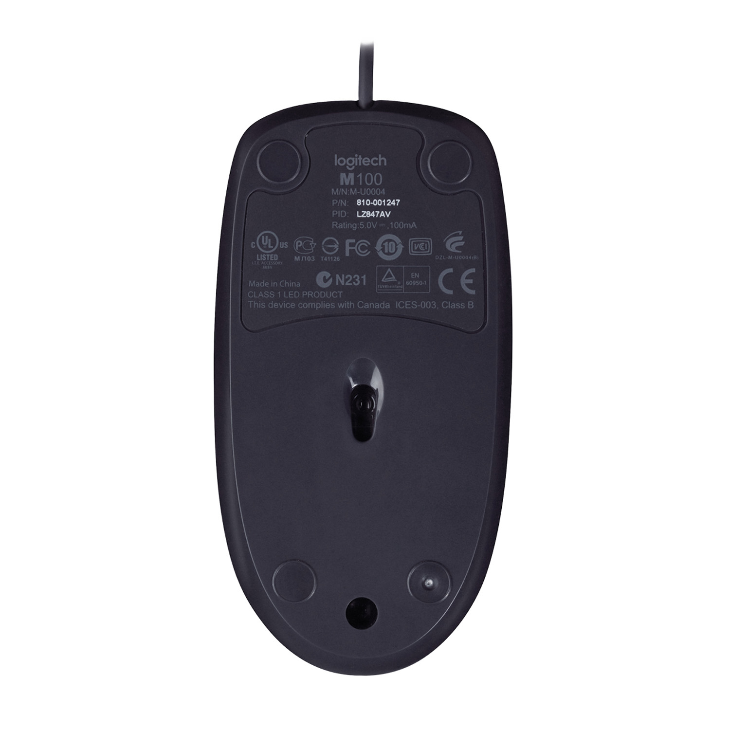 Logitech Optical Mouse B100, Schwarz, Kabelgebunden