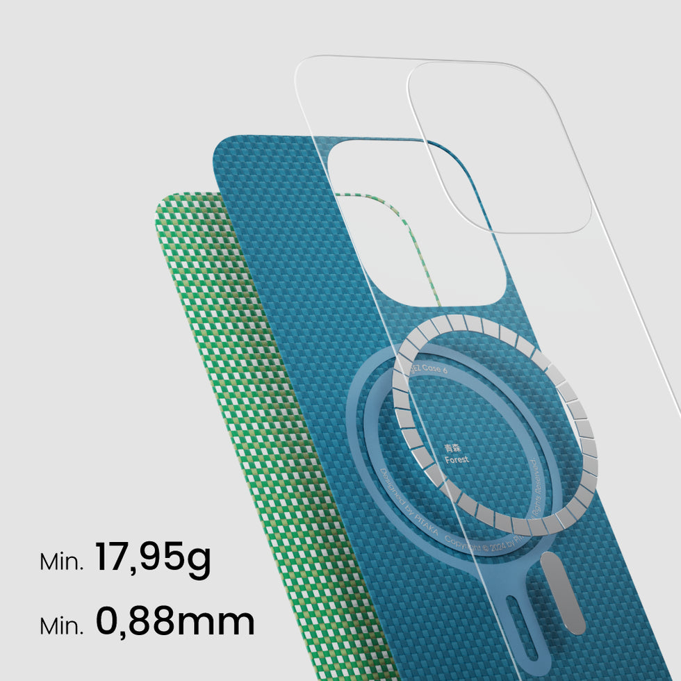 Pitaka ultra dünne Hülle aus Aramidfaser mit Magsafe für iPhone 16, Waldgrün
