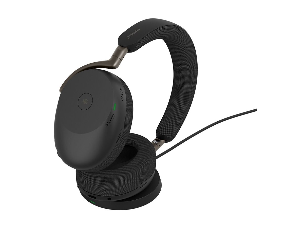 Jabra Evolve3 85 Over-Ear Bluetooth Headset kabellos mit Mikrofon, Ladestation & ANC, Schwarz, USB-A