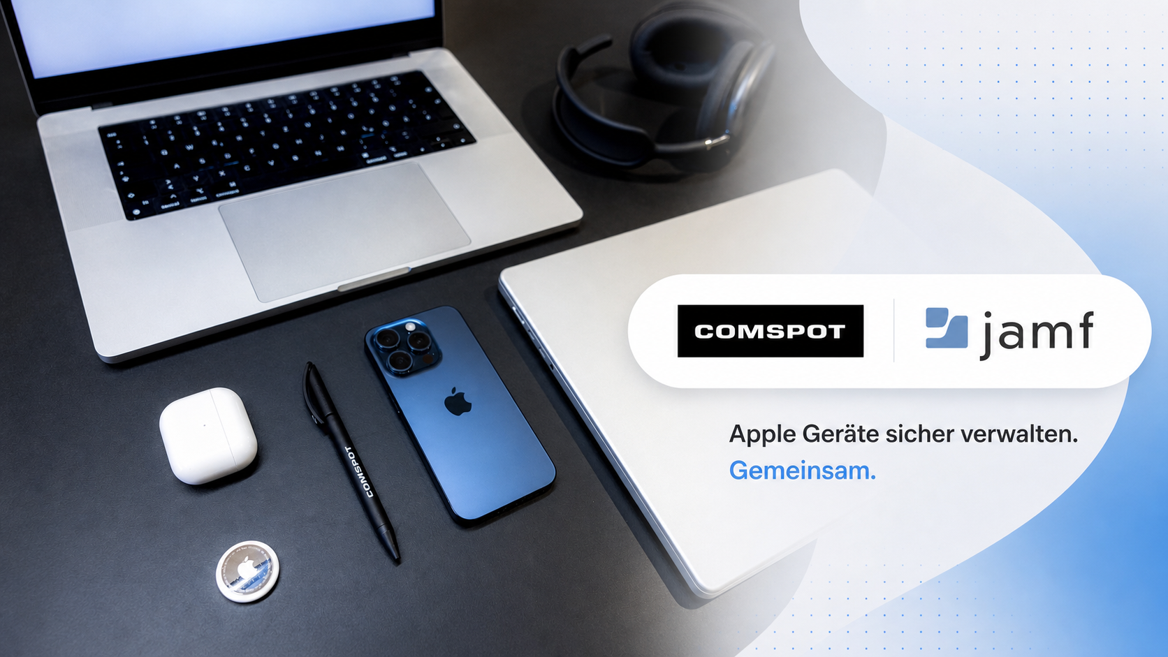 Modernes COMSPOT x Jamf Moodbild für Apple Device Management im Unternehmenskontext