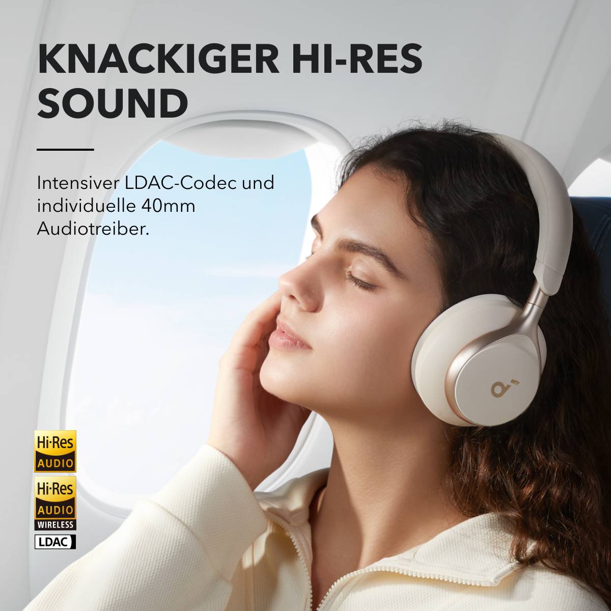 Anker Soundcore Space One, Wireless Over-Ear Kopfhörer, Creme