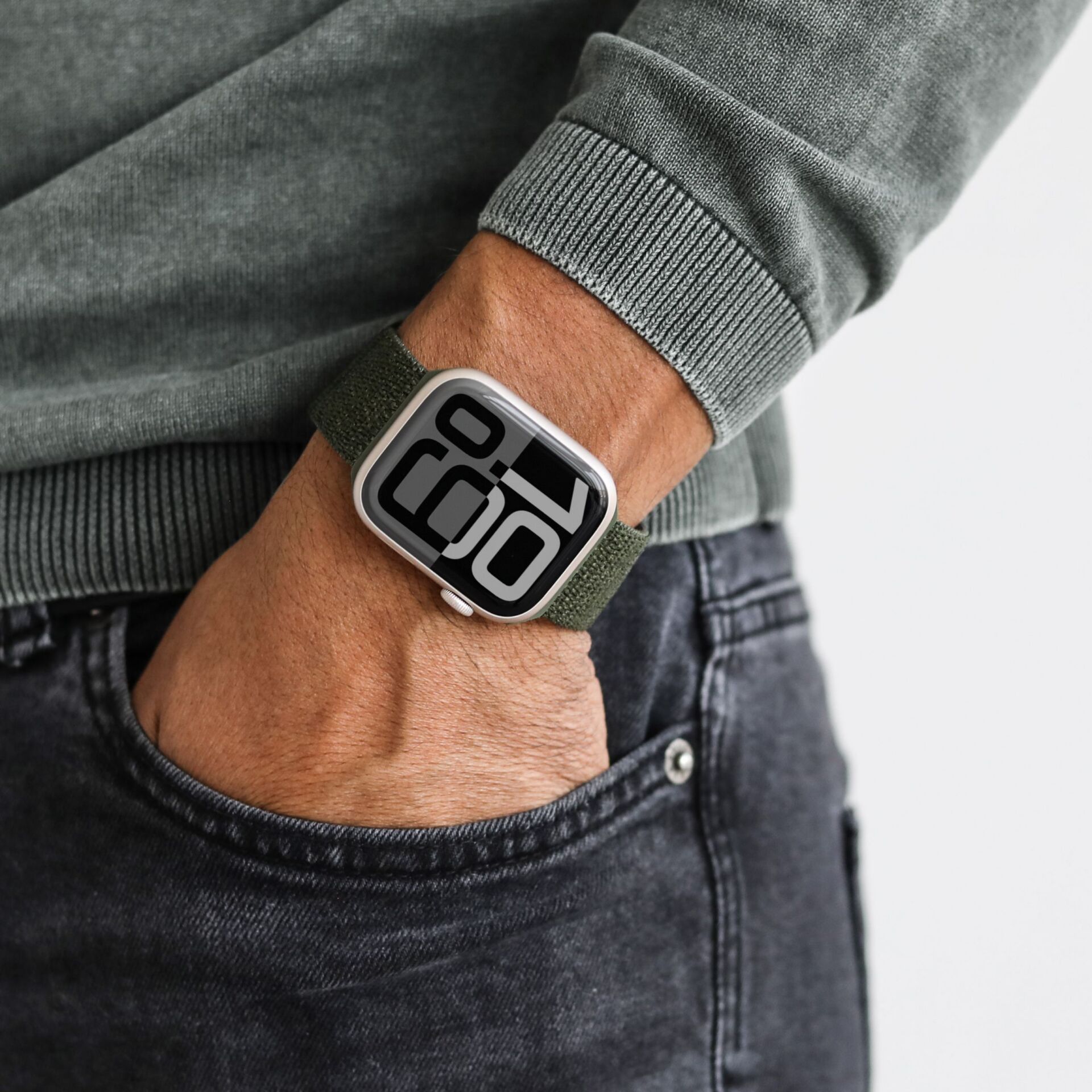 Vonmählen Fitness Loop 2 für Apple Watch, Olive, 42 (Series 1/2/3)/44/45/46/49mm