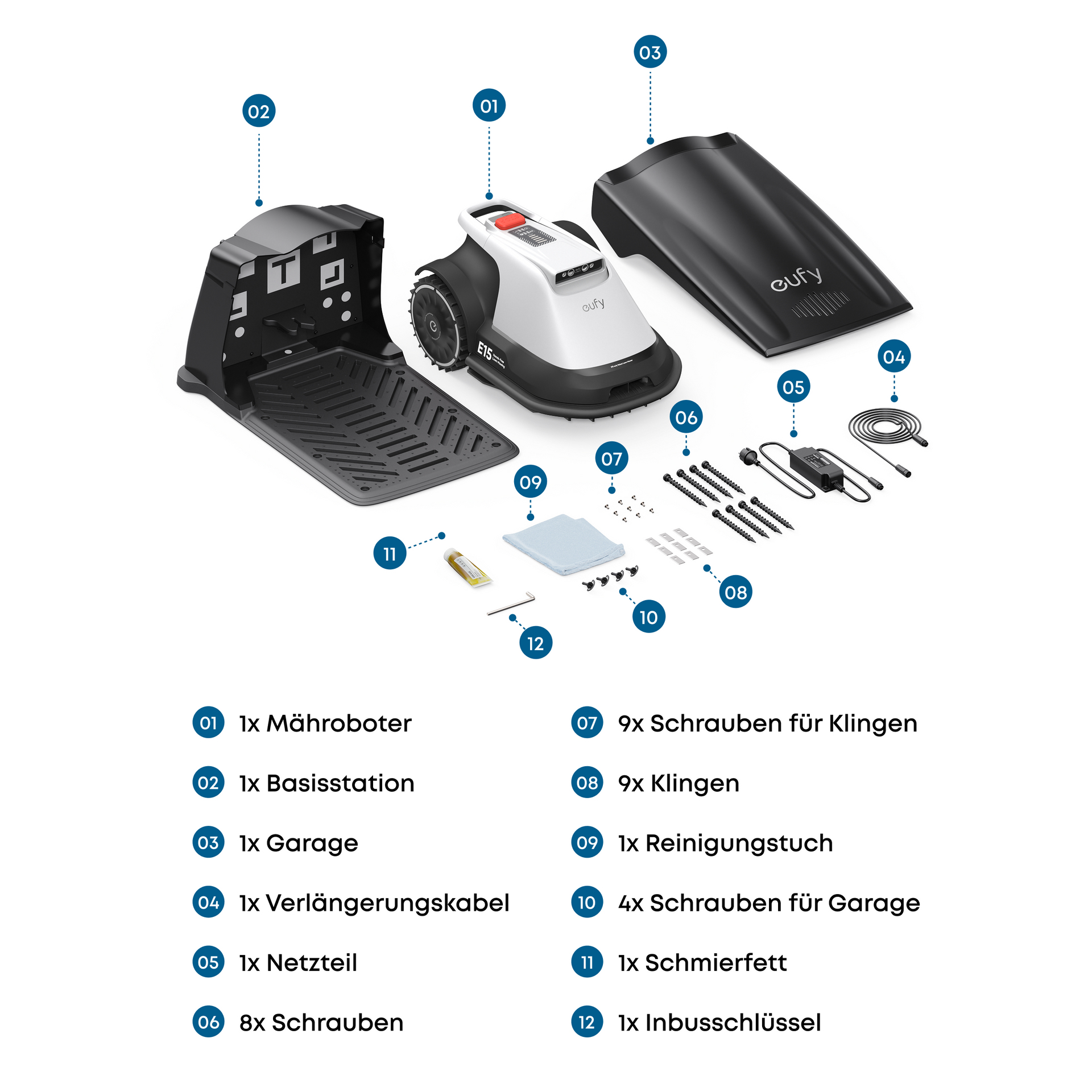 eufy E15 Rasenmähroboter, Grau