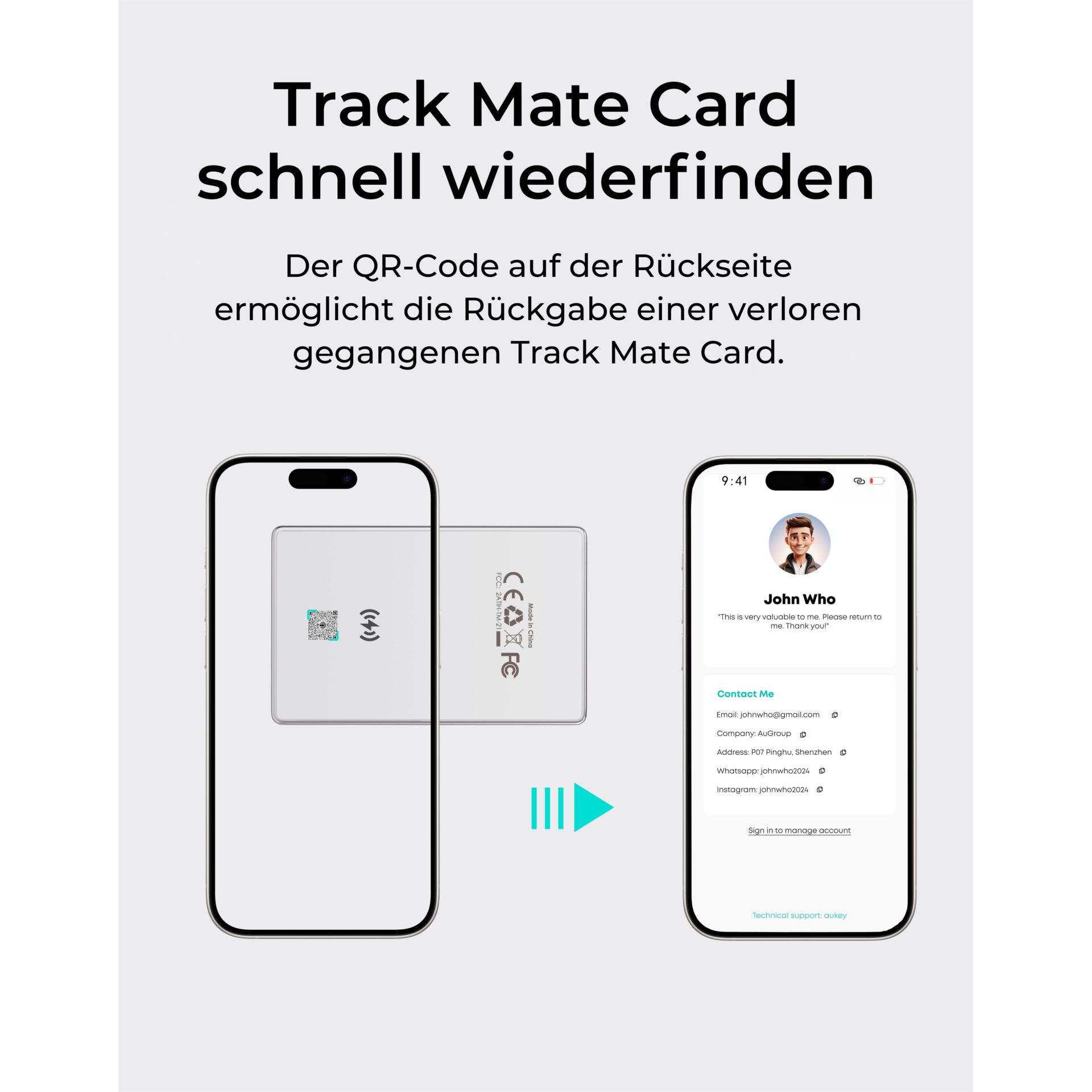 AUKEY TM-21 Track Mate 3 Tracker im Kartenformat