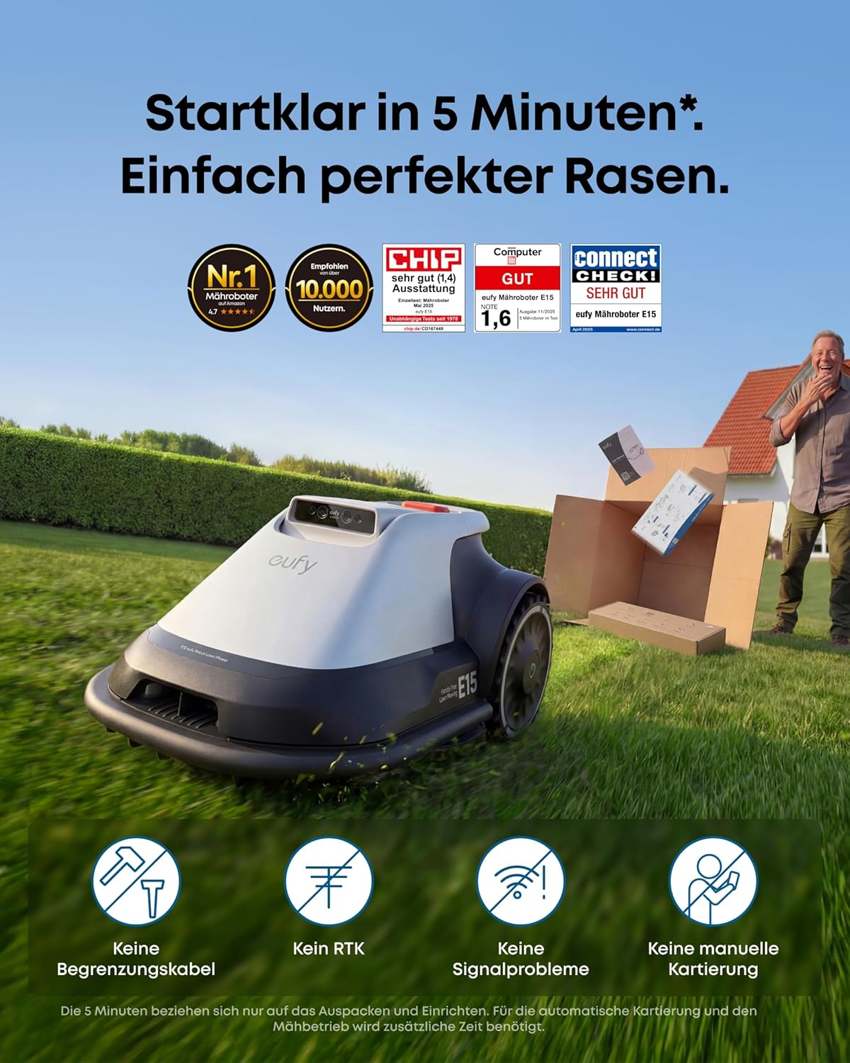 Eufy Mähroboter E15, Silber/Schwarz