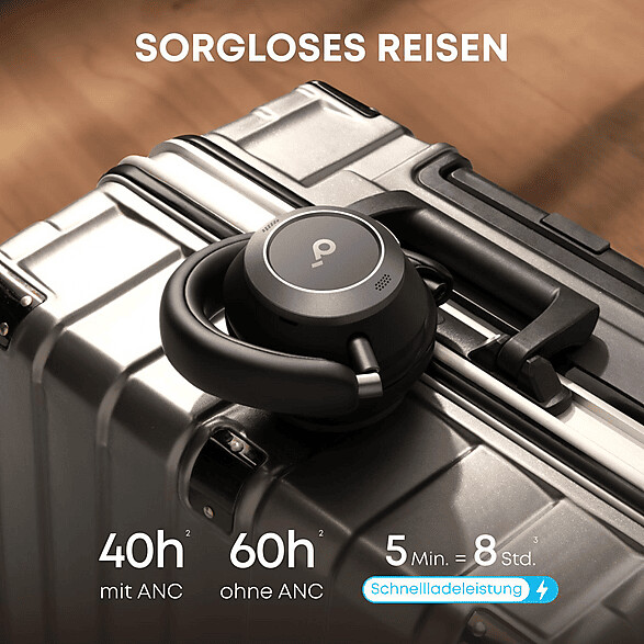 Anker Soundcore Space One Pro faltbare Over-Ear Kopfhörer, Schwarz, Kabellos