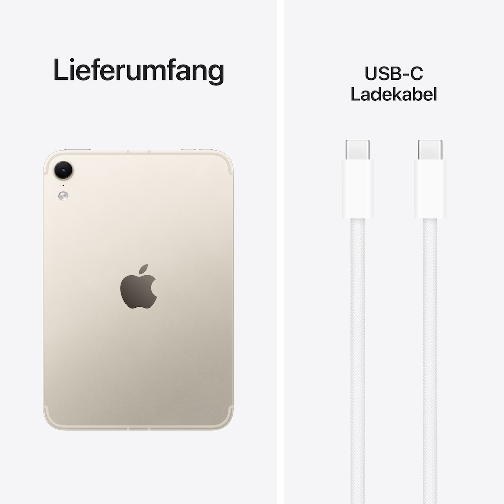 iPad mini A20 Pro, Polarstern, 128GB, Wi-Fi + Cellular, Standardglas