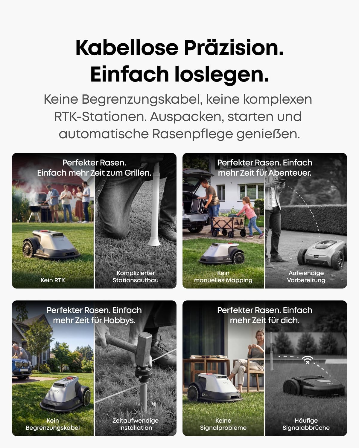 Eufy Mähroboter E15, Silber/Schwarz