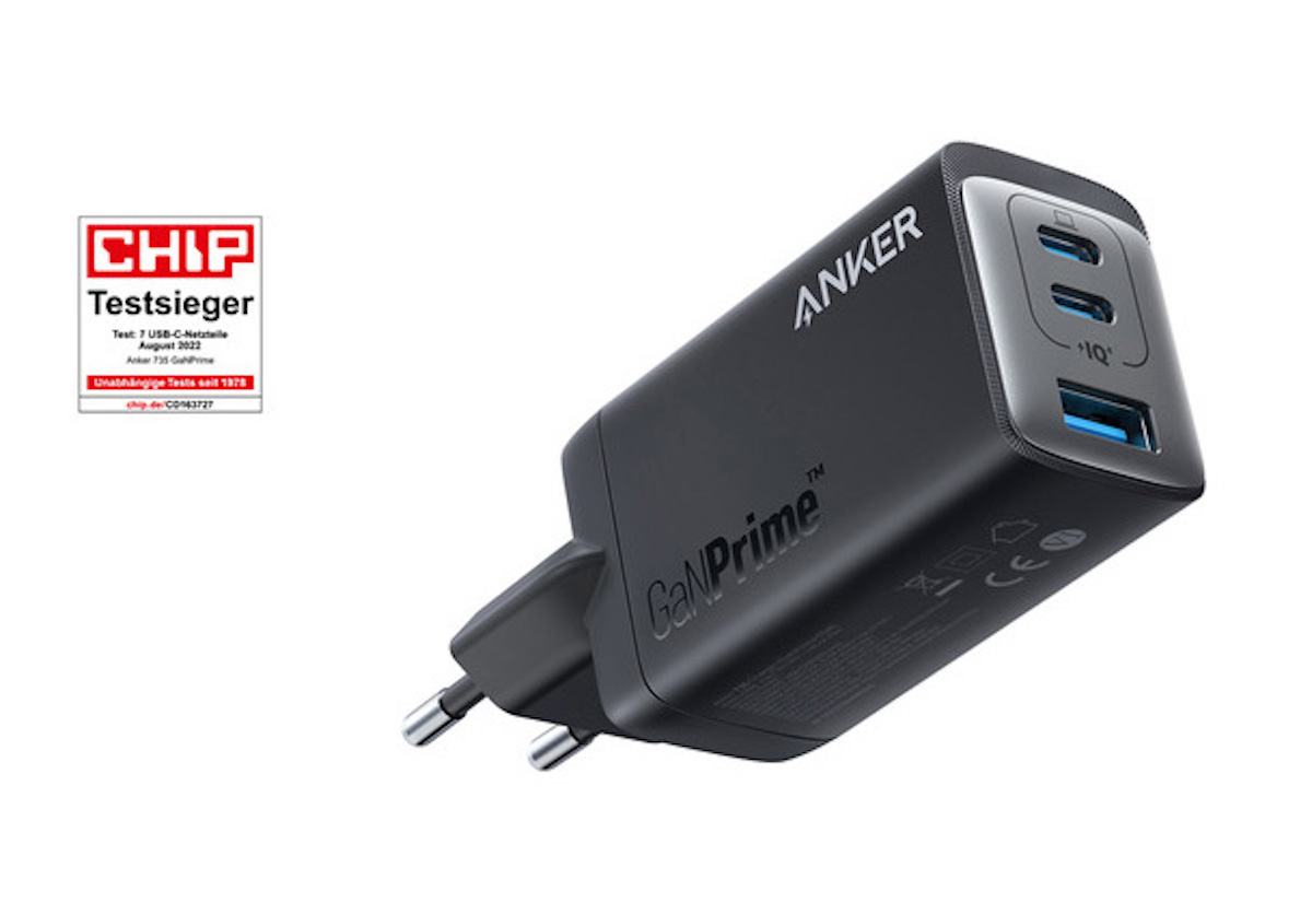 Anker 735 Power Adapter, Schwarz, USB-C + USB-A, 65W