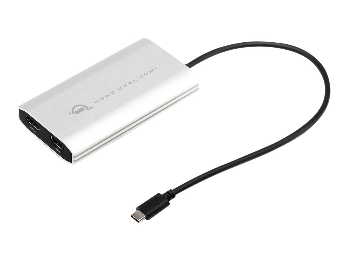 OWC USB-C auf Dual HDMI 4K Display Adapter (2 in 1), Silber