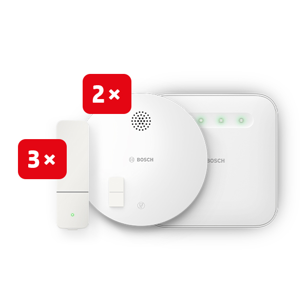 Bosch Smart Home Set Sicherheit: 1 Controller II + 3 Tür-/Fensterkontakt II + 2 Rauchwarnmelder II