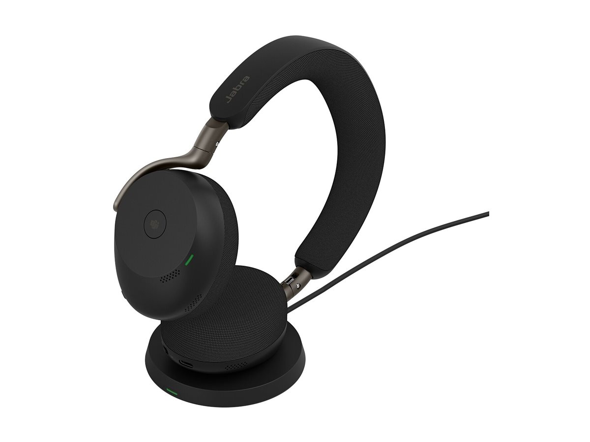 Jabra Evolve3 75 On Ear Bluetooth Headset mit Mikrofon,  Ladestation & ANC, Schwarz, USB-A