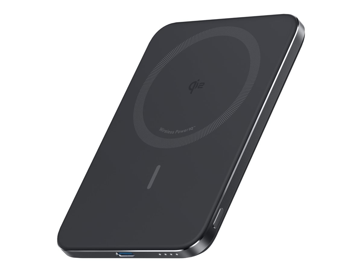 Anker MagGo Slim Powerbank mit kabelloser Ladefunktion, Schwarz, 5.000 mAh