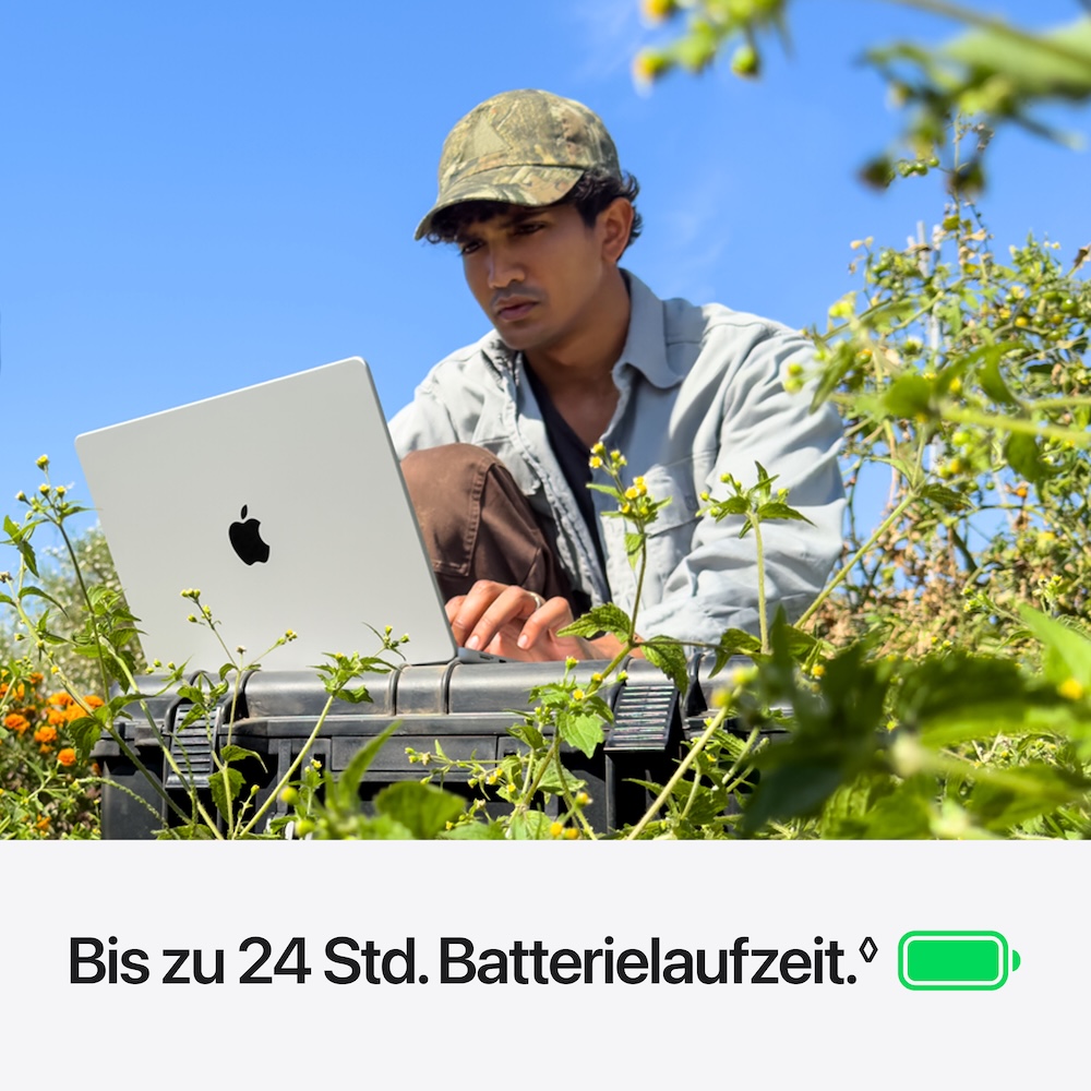 MacBook Pro 14" M6, Silber, M6 (12-CPU/12-GPU), 32GB, 2TB, Display mit Nanotexturglas, Englisch International, 96W USB-C Power Adapter
