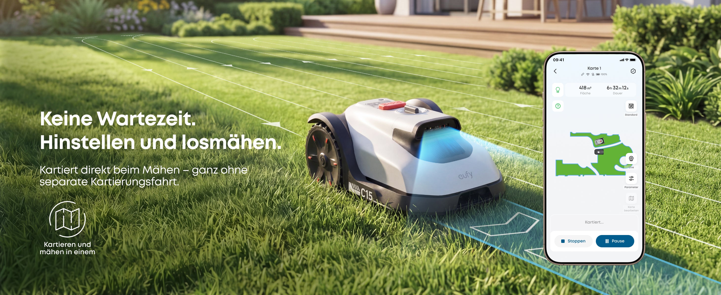 eufy Mähroboter C15 Solo, Grau
