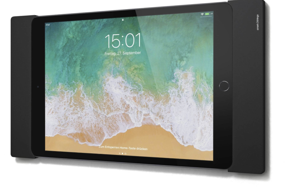 smart things sDock Fix A 10" Wandhalterung für Apple iPad 10,2" (2021 - 2019) / iPad Air (2019) / iPad Pro 10,5" (2017),, Schwarz, Lightning