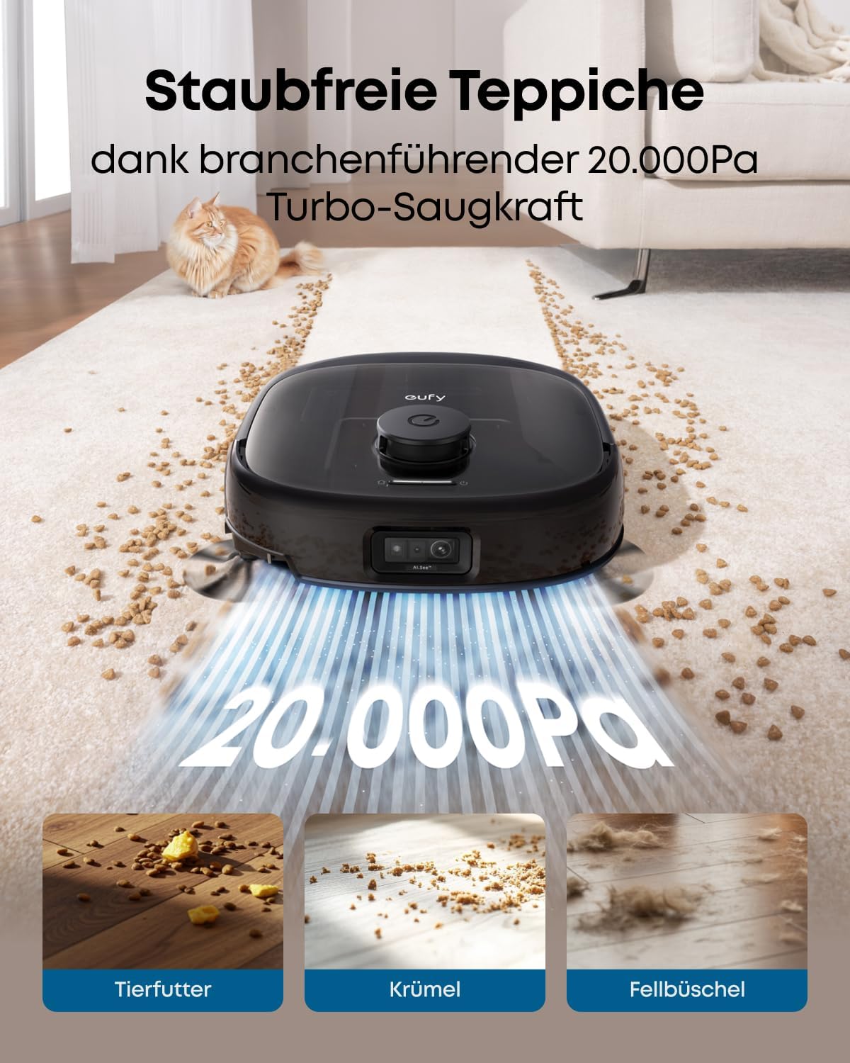 eufy Saug- und Wischroboter Omni E28 mit Bodenreiniger-Set, Schwarz